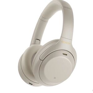 Sony Cream Over-Ear Headphones with Large Ear Cups and Adjustable Headband
